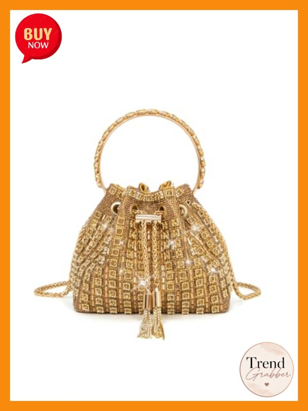 Rhinestone Evening Clutch Purse Detachable Chain Wristlet Crossbody Bag